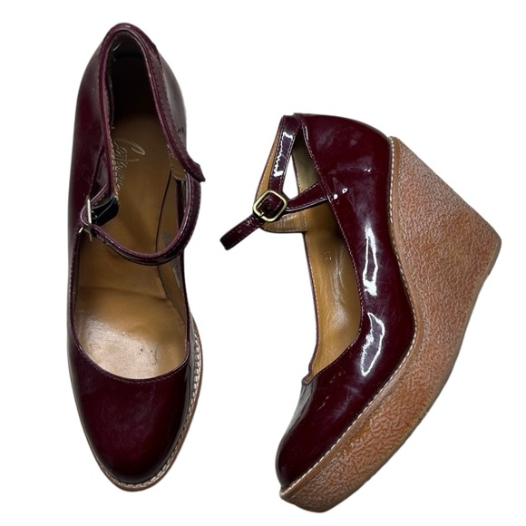 Castaner Women's Burgundy Wedge Heels Size 38 - Picture 1 of 10